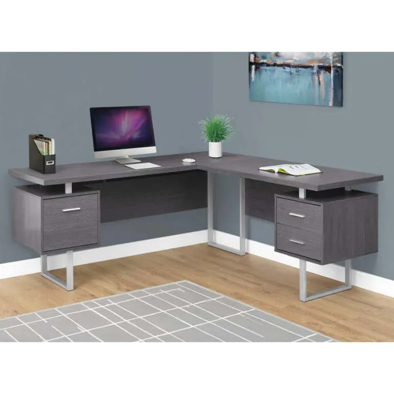 Computer desk - 70"l / grey left or right facing - Monarch