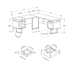 Computer desk - 70"l / grey left or right facing - Monarch
