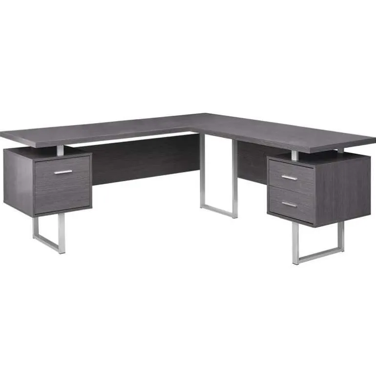 Computer desk - 70"l / grey left or right facing - Monarch