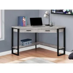 Computer desk - 42"l / grey reclaimed wood corner - Monarch