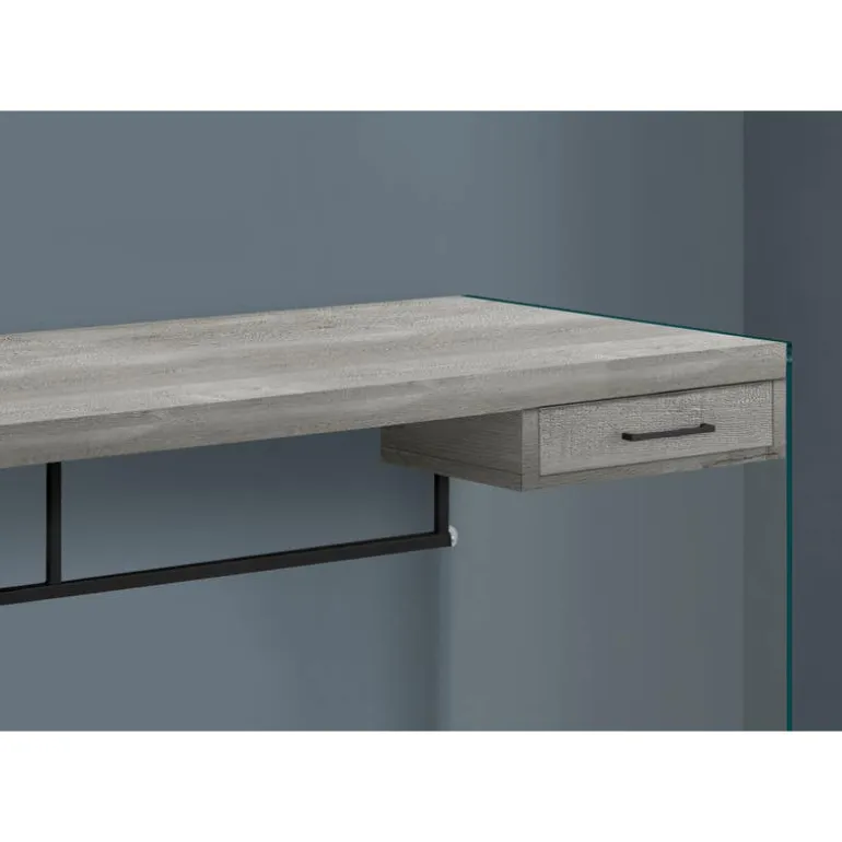 Computer desk - 48"l / grey reclaimed wood / glass panels - Monarch