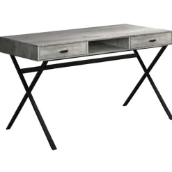 Computer desk - 48"l / grey reclaimed wood / black metal - Monarch