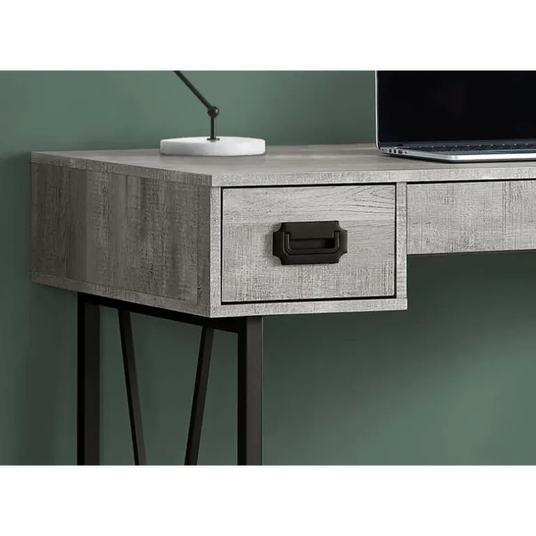 Computer desk - 48"l / grey reclaimed wood / black metal - Monarch