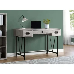 Computer desk - 48"l / grey reclaimed wood / black metal - Monarch