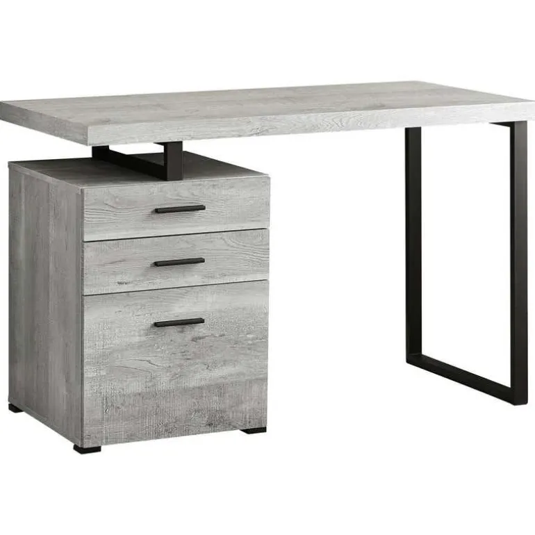 Computer desk - 48"l / grey reclaimed wood / black metal - Monarch