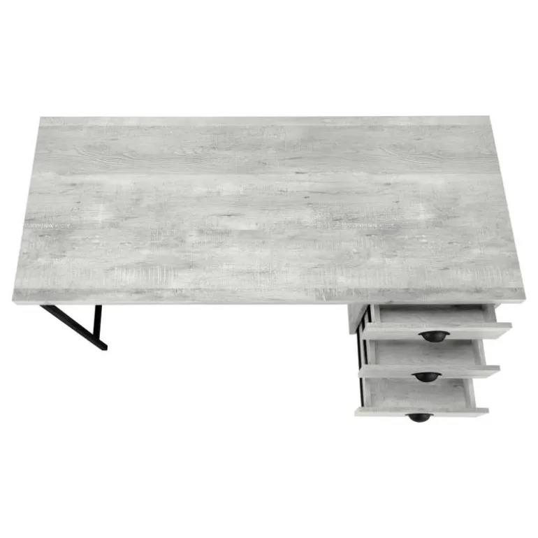 Computer desk - 55"l / grey reclaimed wood / black metal - Monarch