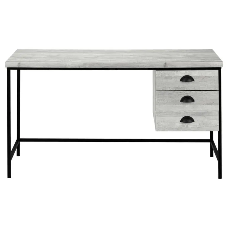 Computer desk - 55"l / grey reclaimed wood / black metal - Monarch