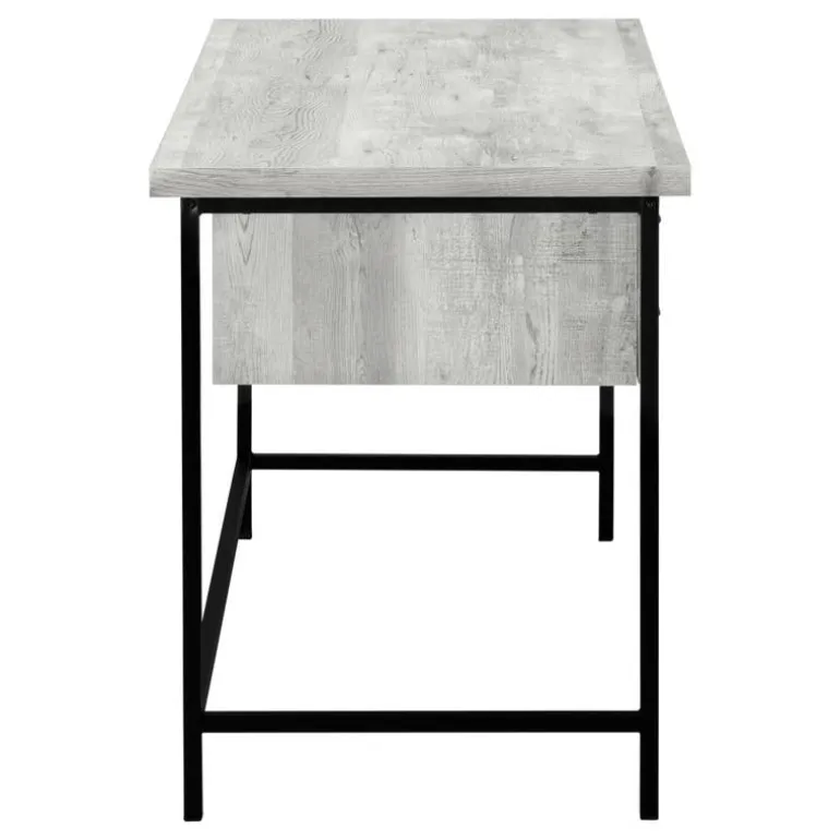 Computer desk - 55"l / grey reclaimed wood / black metal - Monarch