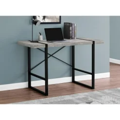Computer desk - 48"l / grey reclaimed wood / black metal - Monarch