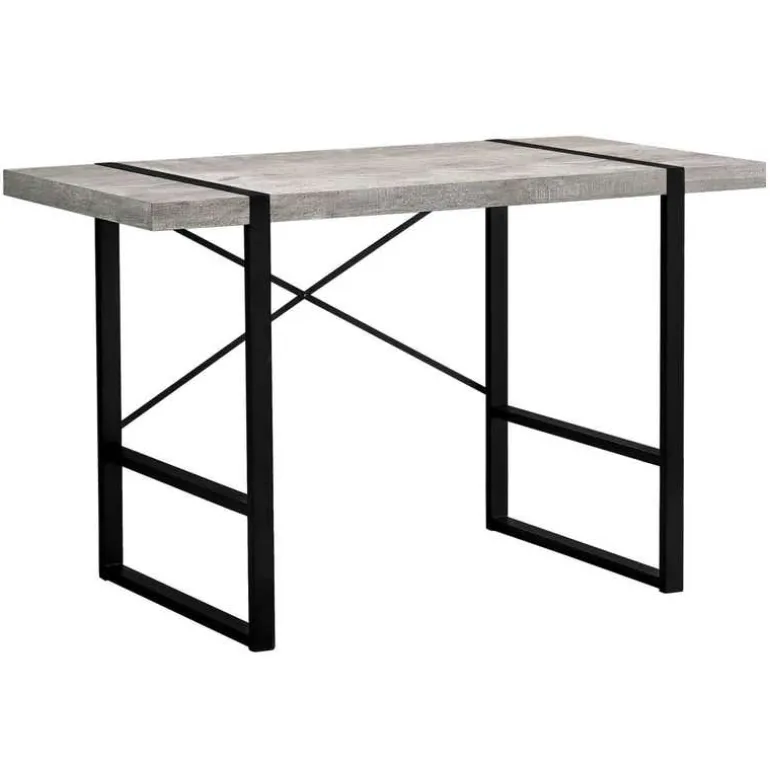 Computer desk - 48"l / grey reclaimed wood / black metal - Monarch