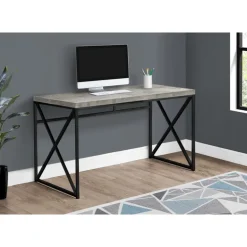 Computer desk - 48"l / grey reclaimed wood / black metal - Monarch