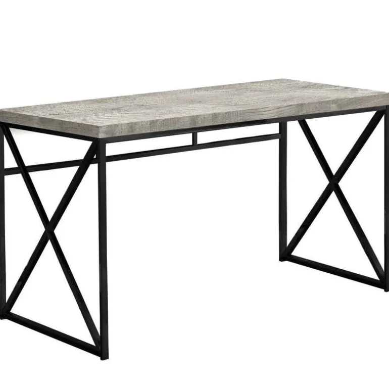 Computer desk - 48"l / grey reclaimed wood / black metal - Monarch