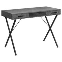 Computer desk - 42"l / grey stone-look / black metal - Monarch