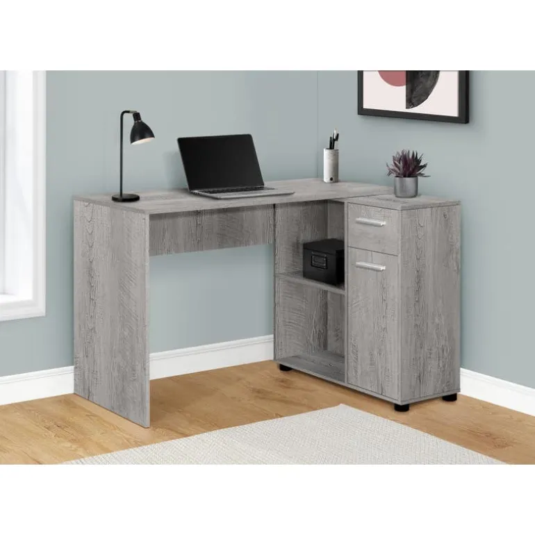 Computer desk - 46"l / industrial grey / storage cabinet - Monarch