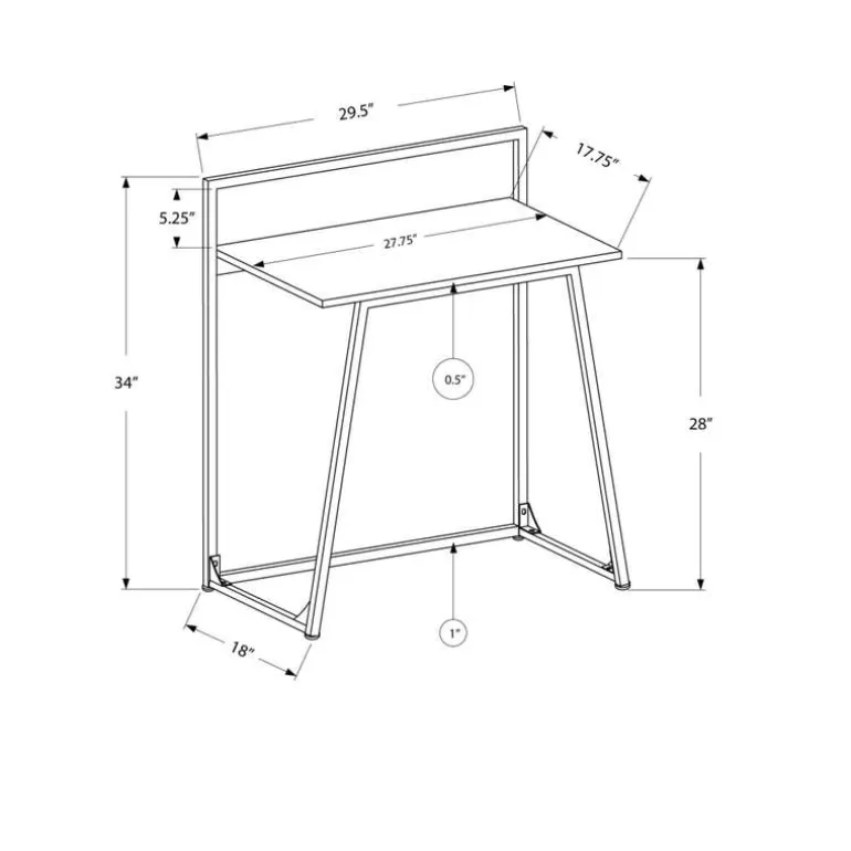Computer desk - 30"l / juvenile white / white metal - Monarch