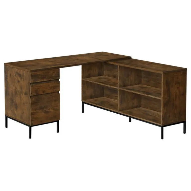Computer desk - 60"l / rustic brown l-shaped corner - Monarch
