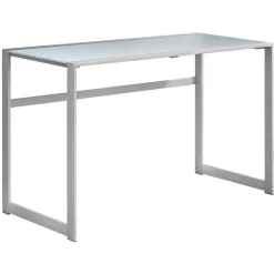 Computer desk - 48"l / silver metal/ white tempered glass - Monarch