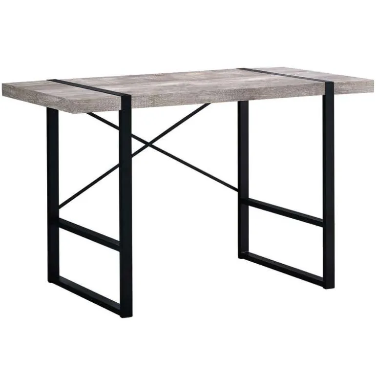 Computer desk - 48"l / taupe reclaimed wood / black metal - Monarch