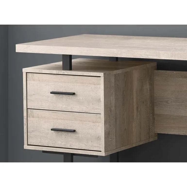 Computer desk - 60"l / taupe reclaimed wood / black metal - Monarch