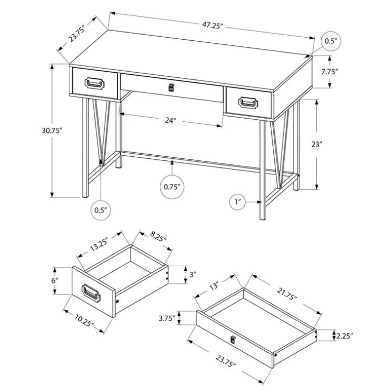 Computer desk - 48"l / taupe reclaimed wood / black metal - Monarch