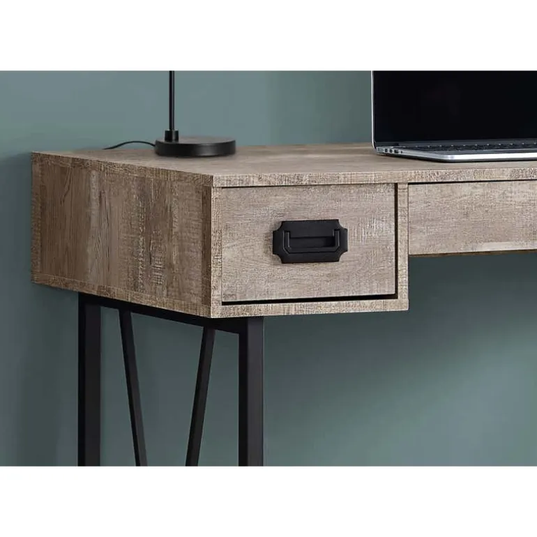 Computer desk - 48"l / taupe reclaimed wood / black metal - Monarch