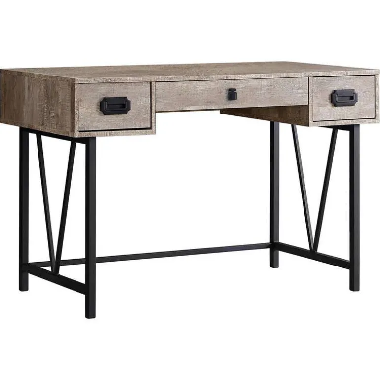 Computer desk - 48"l / taupe reclaimed wood / black metal - Monarch