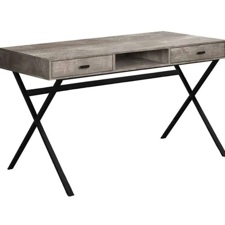 Computer desk - 48"l / taupe reclaimed wood / black metal - Monarch
