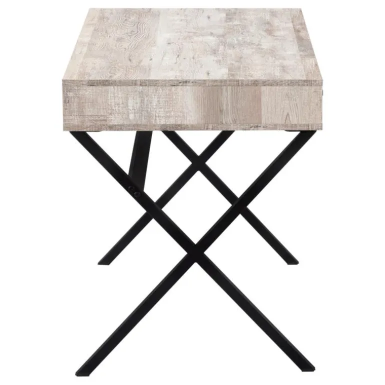 Computer desk - 48"l / taupe reclaimed wood / black metal - Monarch