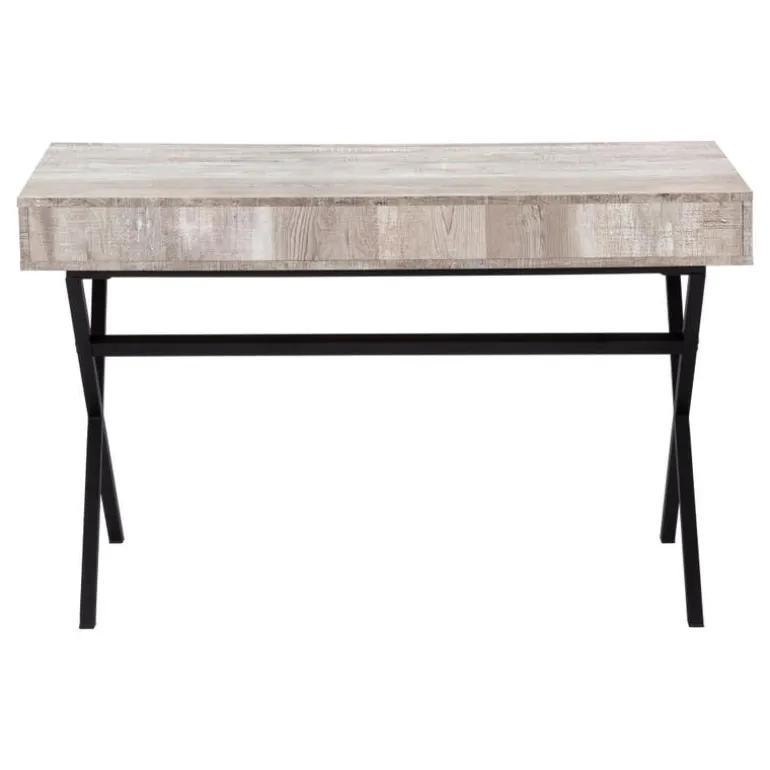 Computer desk - 48"l / taupe reclaimed wood / black metal - Monarch