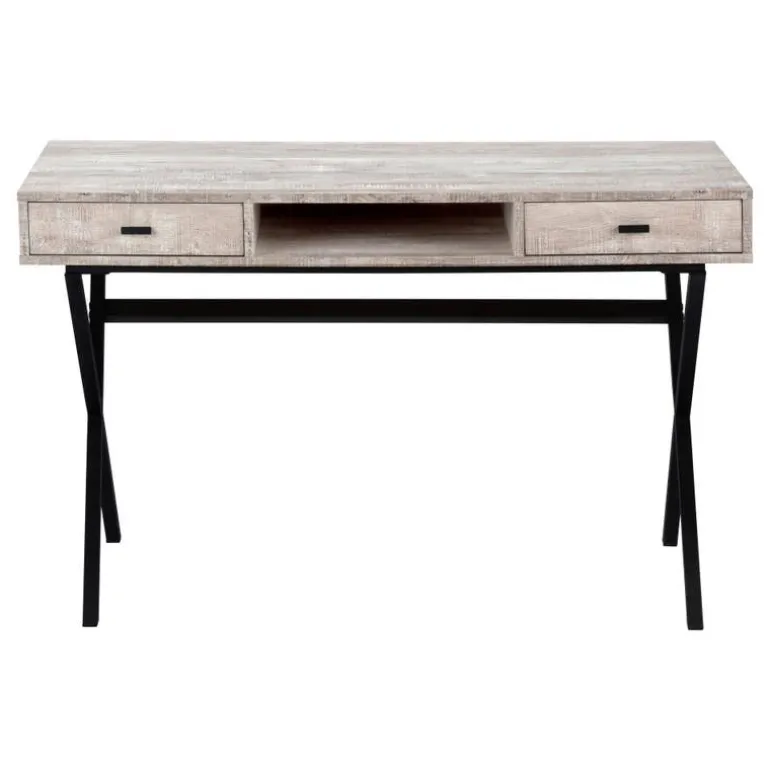 Computer desk - 48"l / taupe reclaimed wood / black metal - Monarch