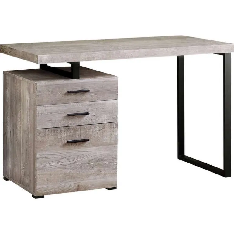 Computer desk - 48"l / taupe reclaimed wood / black metal - Monarch