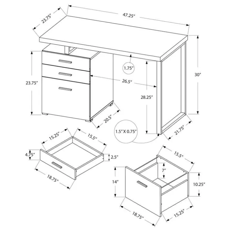 Computer desk - 48"l / taupe reclaimed wood / black metal - Monarch