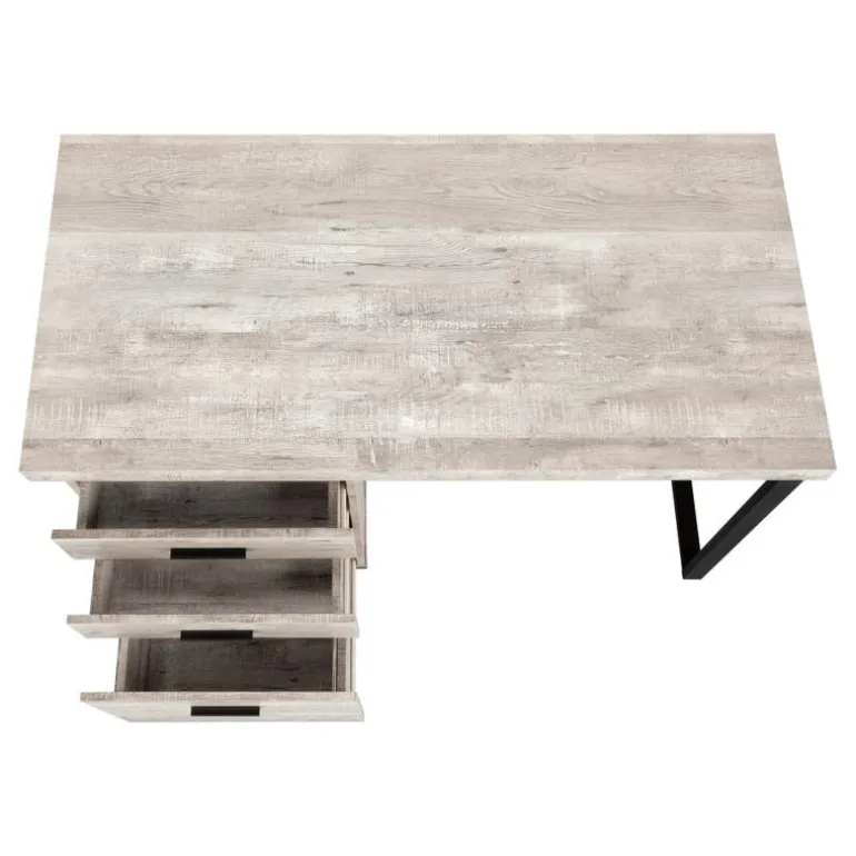 Computer desk - 48"l / taupe reclaimed wood / black metal - Monarch