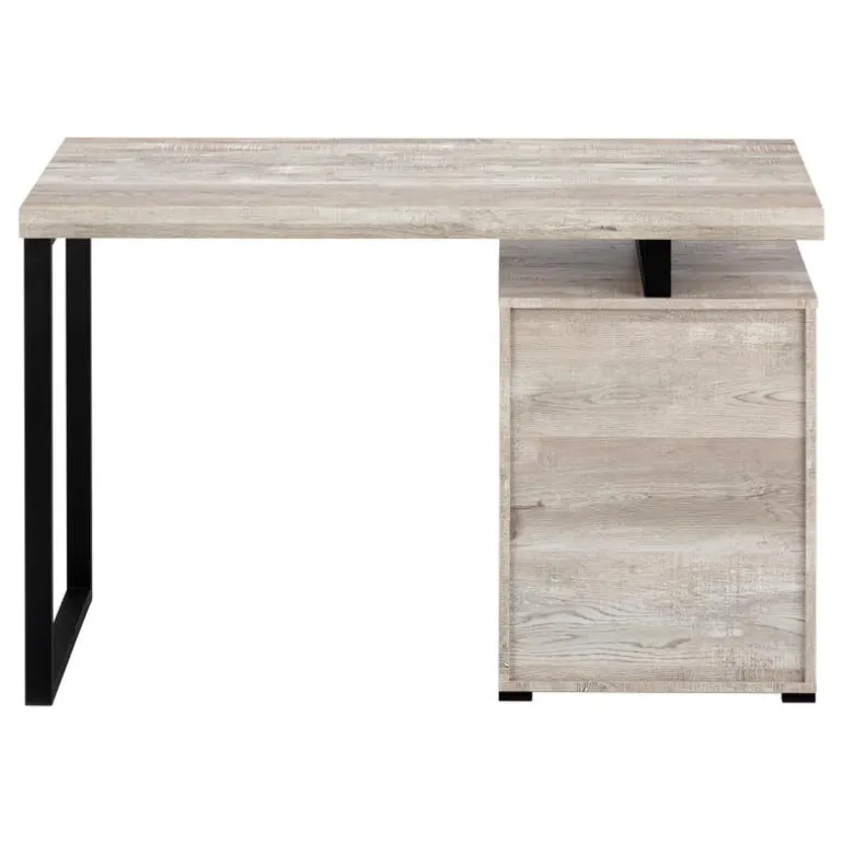 Computer desk - 48"l / taupe reclaimed wood / black metal - Monarch