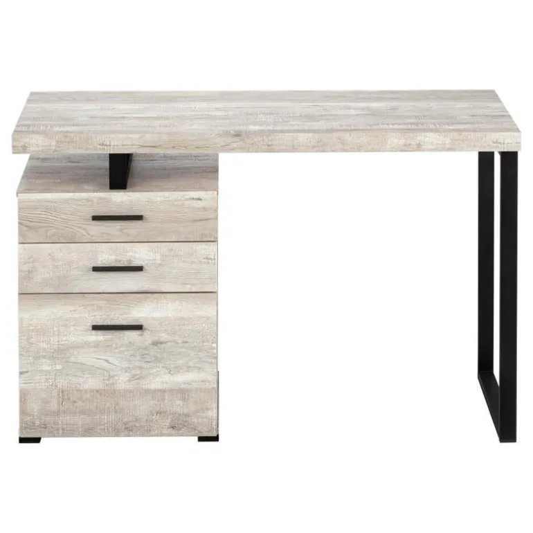 Computer desk - 48"l / taupe reclaimed wood / black metal - Monarch