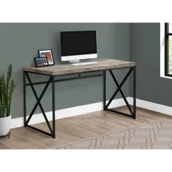 Computer desk - 48"l / taupe reclaimed wood / black metal - Monarch