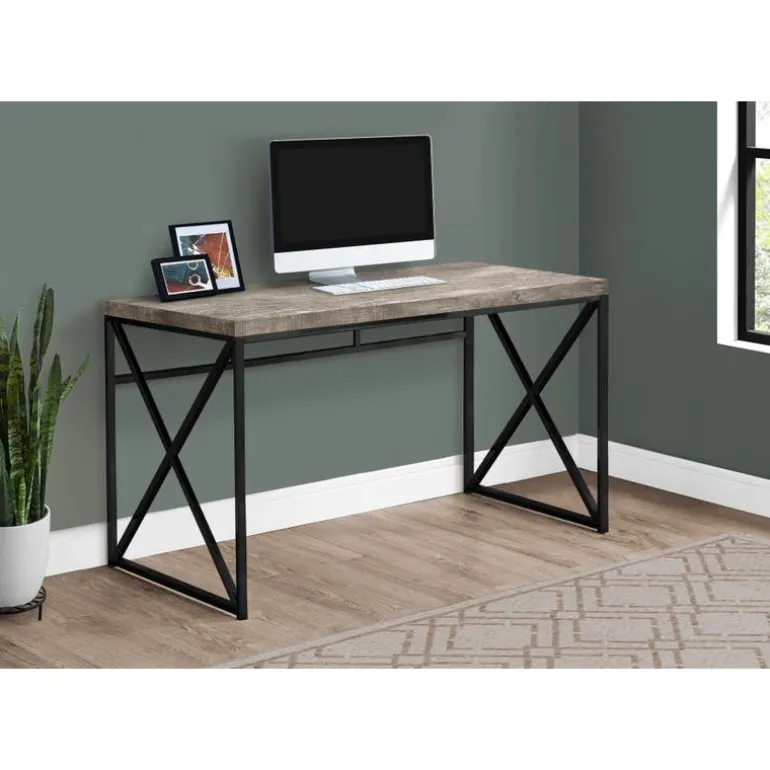 Computer desk - 48"l / taupe reclaimed wood / black metal - Monarch