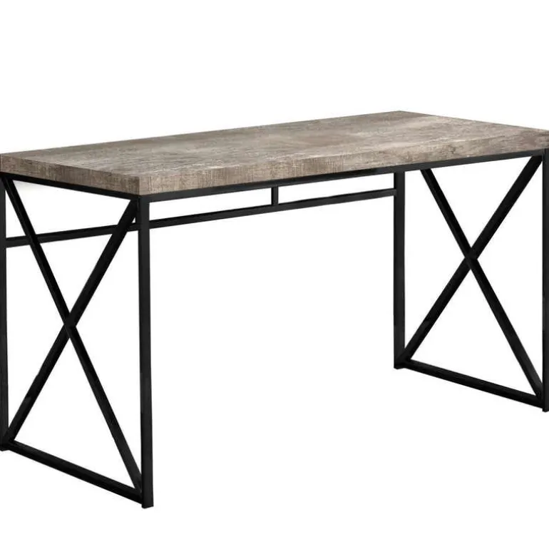 Computer desk - 48"l / taupe reclaimed wood / black metal - Monarch