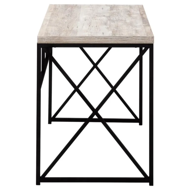 Computer desk - 48"l / taupe reclaimed wood / black metal - Monarch
