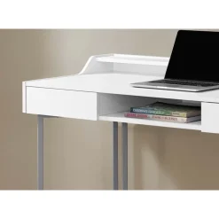 Computer desk - 48"l / white / silver metal - Monarch