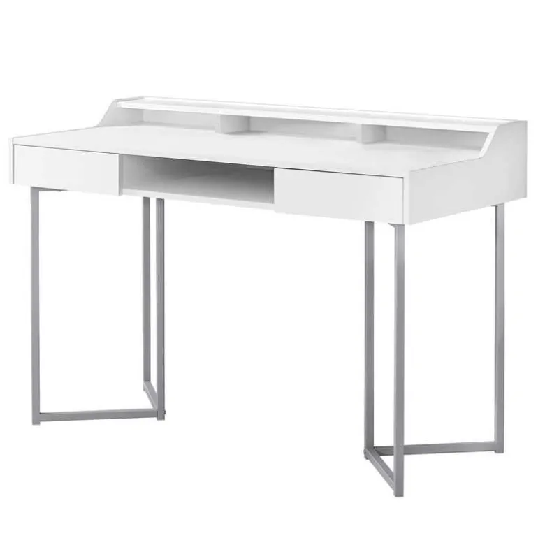Computer desk - 48"l / white / silver metal - Monarch