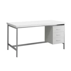 Computer desk - 60"l / white / silver metal - Monarch