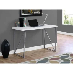 Computer desk - 48"l / white / silver metal - Monarch