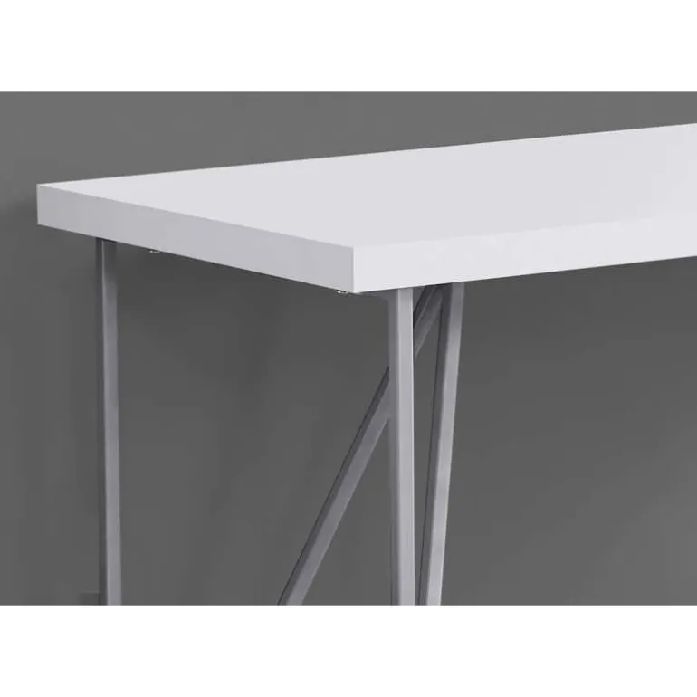 Computer desk - 48"l / white / silver metal - Monarch