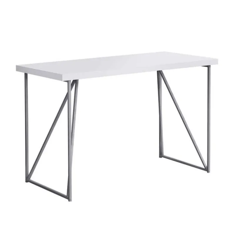 Computer desk - 48"l / white / silver metal - Monarch