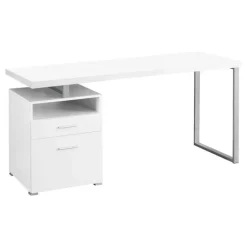 Computer desk - 60"l / white / silver metal - Monarch