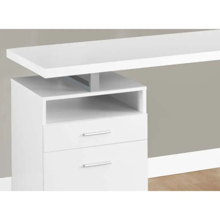 Computer desk - 60"l / white / silver metal - Monarch