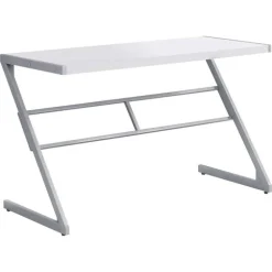 Computer desk - 48"l / white / silver metal - Monarch