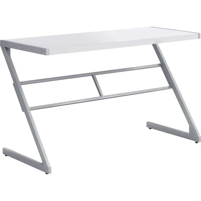 Computer desk - 48"l / white / silver metal - Monarch