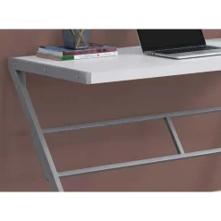 Computer desk - 48"l / white / silver metal - Monarch